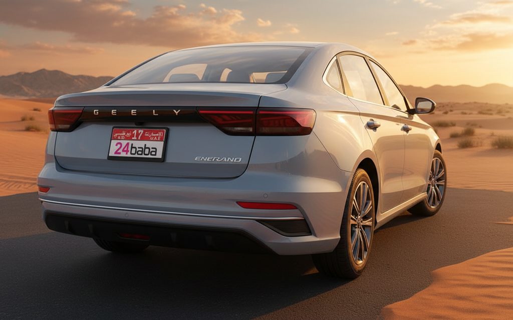 Geely Emgrand 2025 Grey rear view showing taillights – rental in Dubai