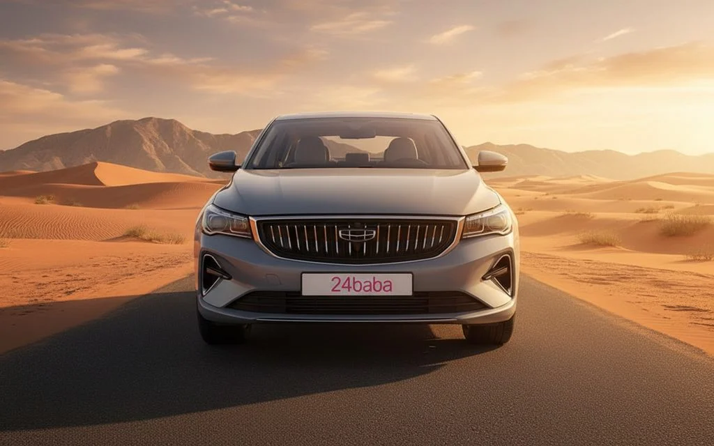 Geely Emgrand 2025 Grey front view with headlights – rental in Dubai