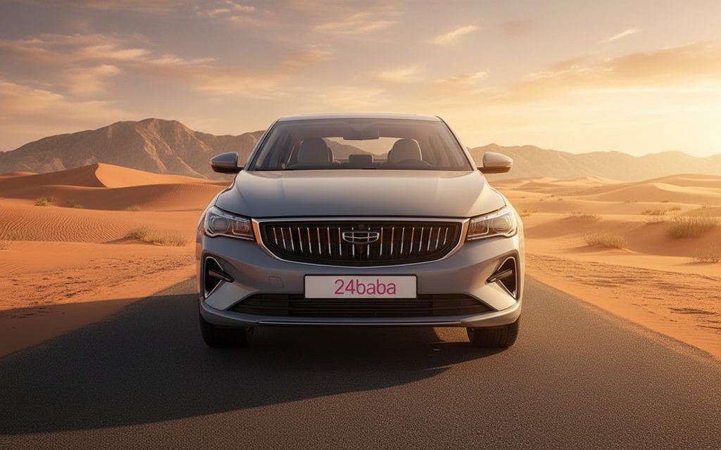 Geely Emgrand 2025 Grey front view with headlights – rental in Dubai