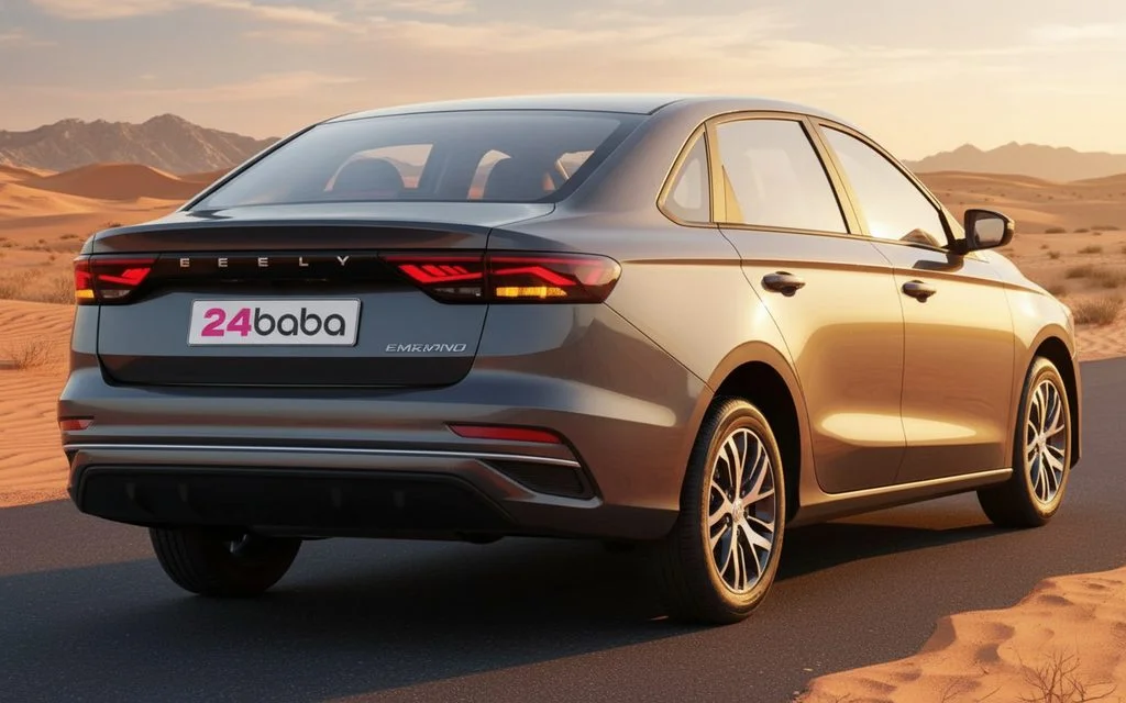 Geely Emgrand 2026 Grey rear view showing taillights – rental in Dubai