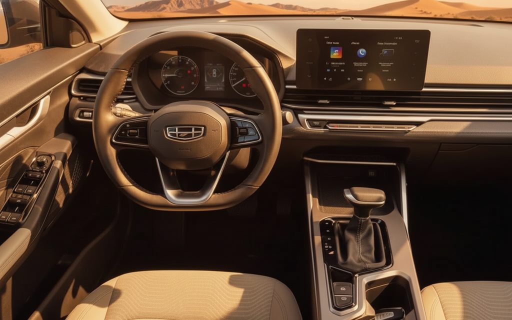 Geely Emgrand 2026 interior view showing trim – rental in Dubai