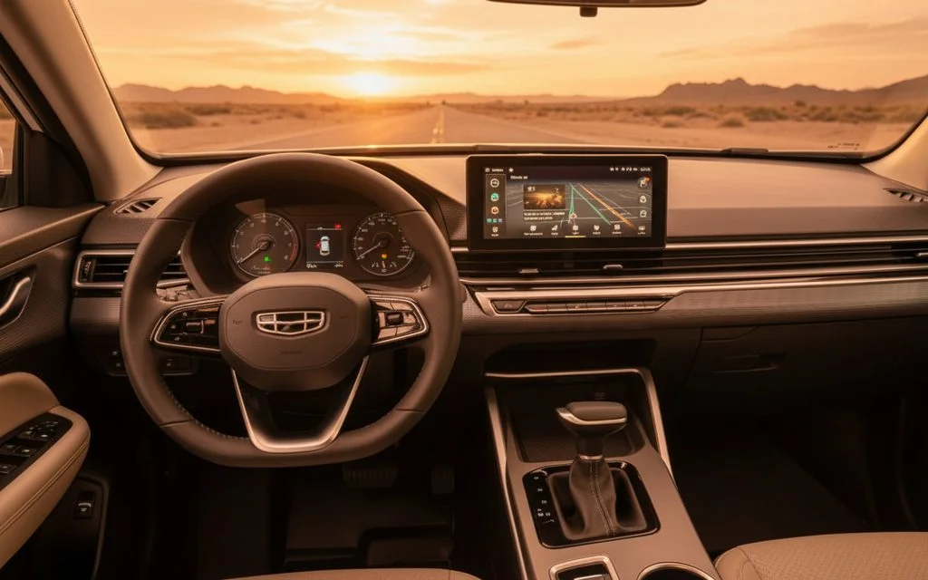 Geely Emgrand 2025 interior view showing trim – rental in Dubai