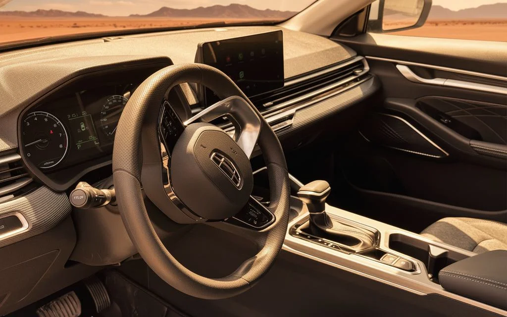 Geely Emgrand 2026 interior view showing trim – rental in Dubai