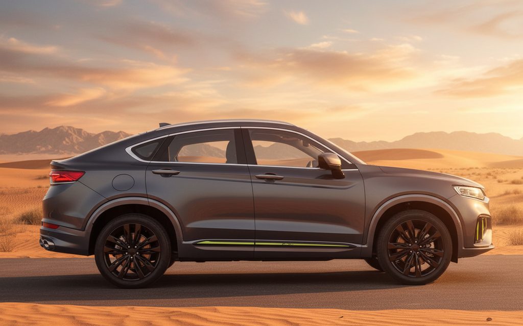 Geely Tugella 2025 Grey side profile – rental in Dubai