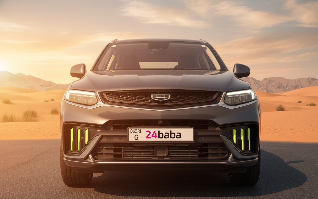 Geely Tugella 2025 Grey front view with headlights – rental in Dubai