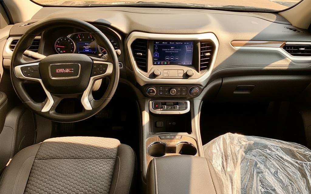Gmc Acadia 2021 interior view showing trim – rental in Dubai