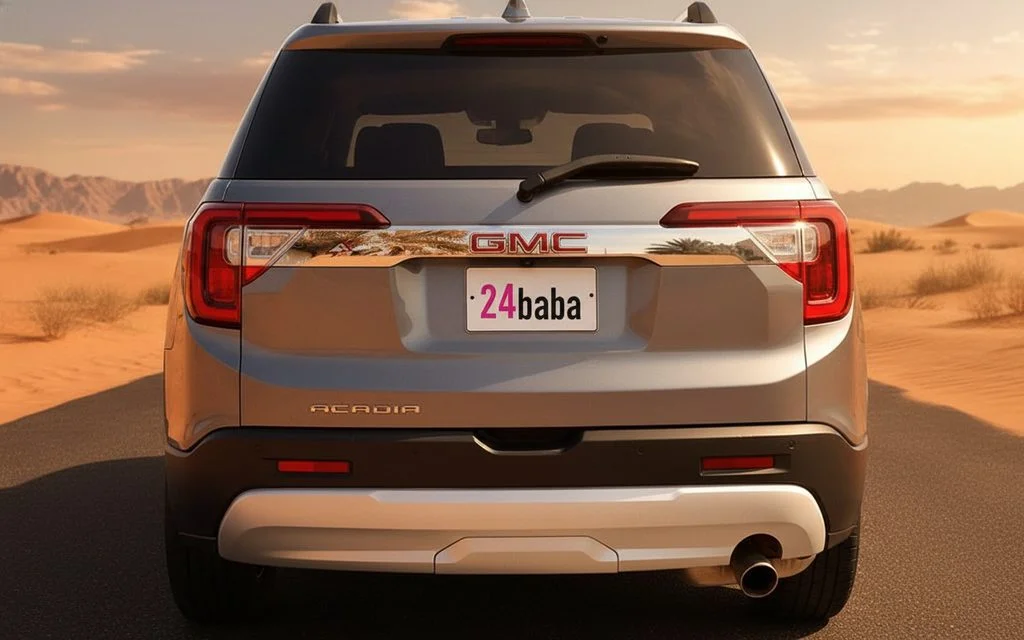 Gmc Acadia 2021 Grey rear view showing taillights – rental in Dubai