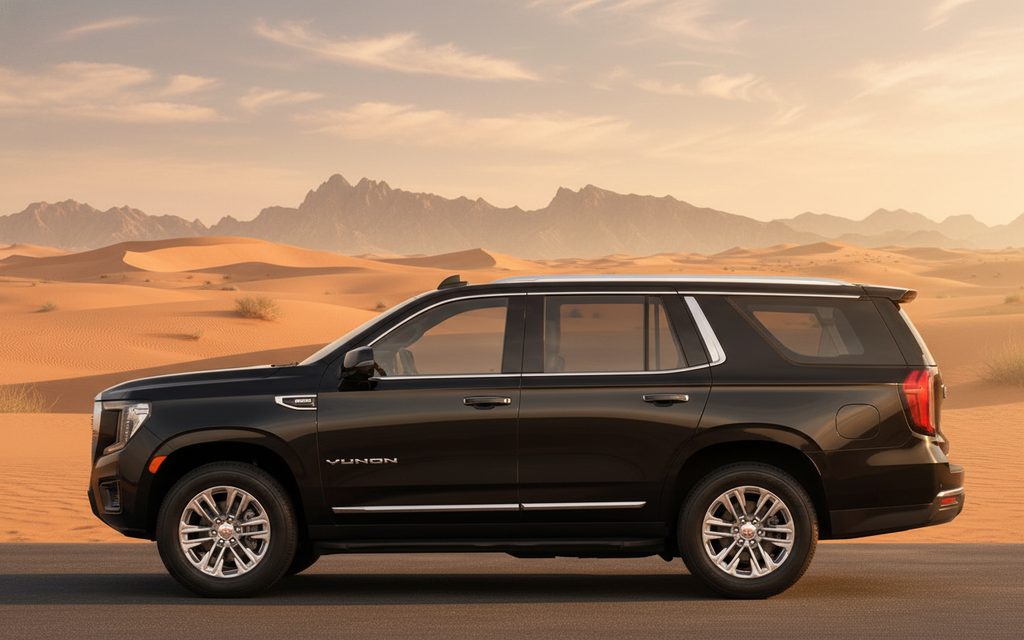 Gmc Yukon 2021 Black side profile – rental in Dubai