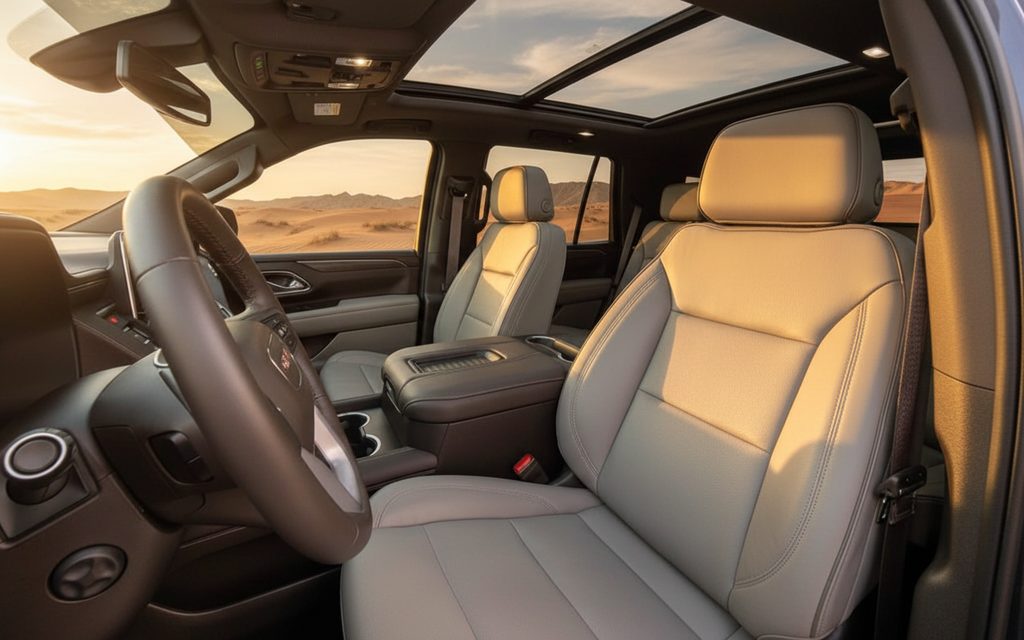 Gmc Yukon 2022 leather seats and cabin – rental in Dubai
