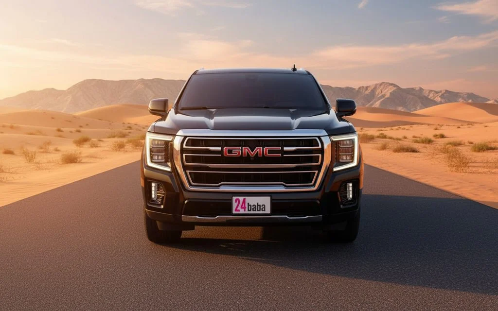 Gmc Yukon 2022 Black front view with headlights – rental in Dubai