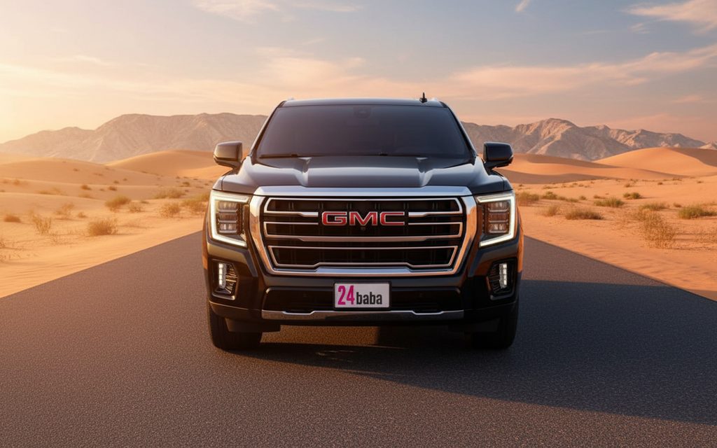Gmc Yukon 2022 Black front view with headlights – rental in Dubai