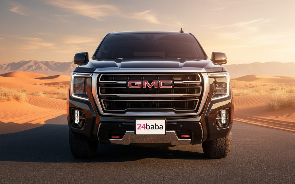Gmc Yukon 2022 Black front view with headlights – rental in Dubai