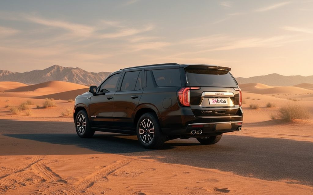 Gmc Yukon 2022 Black rear view showing taillights – rental in Dubai