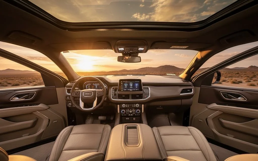 Gmc Yukon 2023 interior view showing trim – rental in Dubai