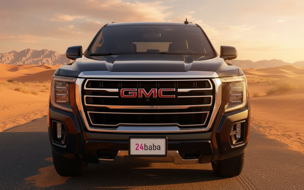 Gmc Yukon 2023 Black front view with headlights – rental in Dubai