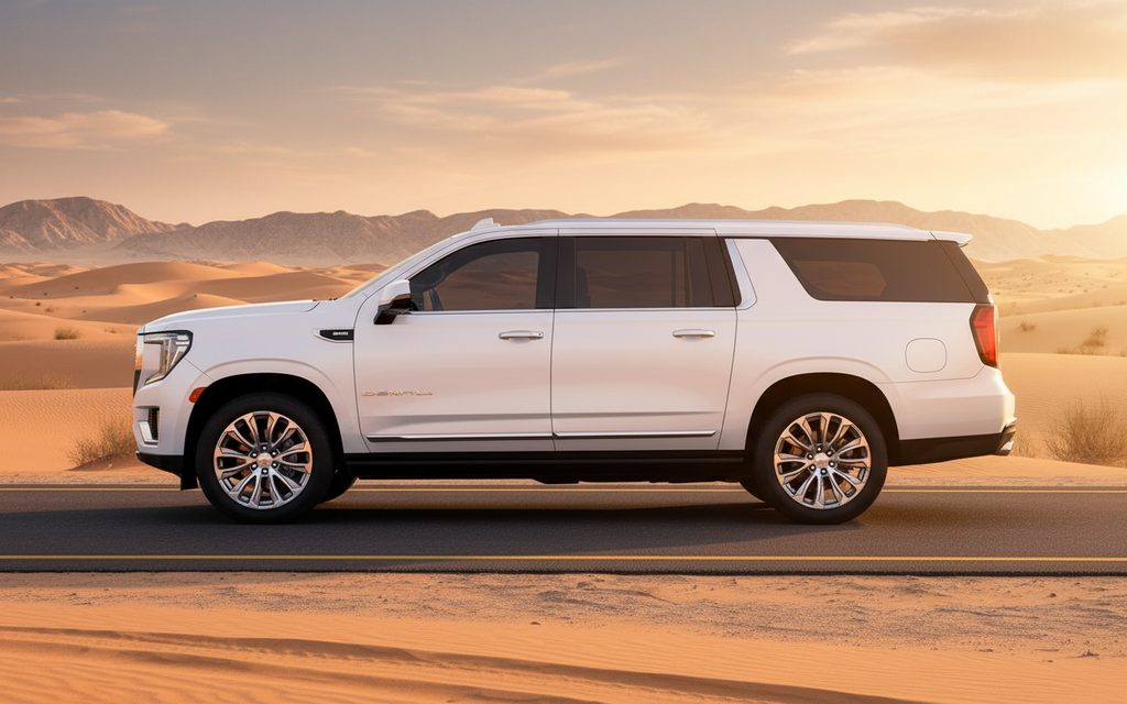 Gmc Yukon 2022 White side profile – rental in Dubai
