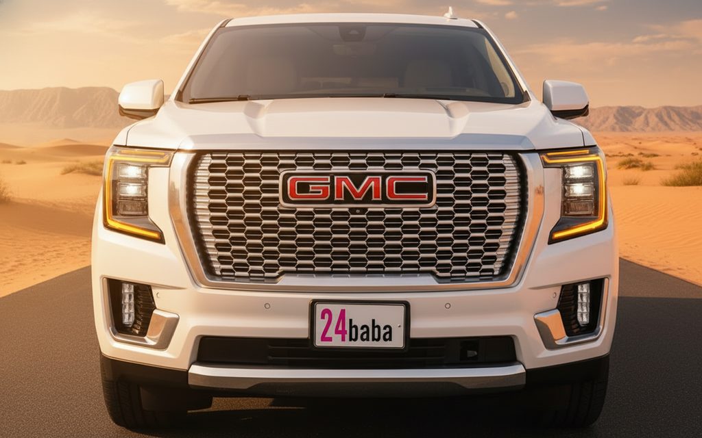 Gmc Yukon 2022 White front view with headlights – rental in Dubai