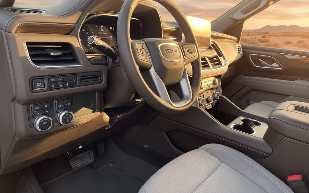 Gmc Yukon 2022 interior view showing trim – rental in Dubai