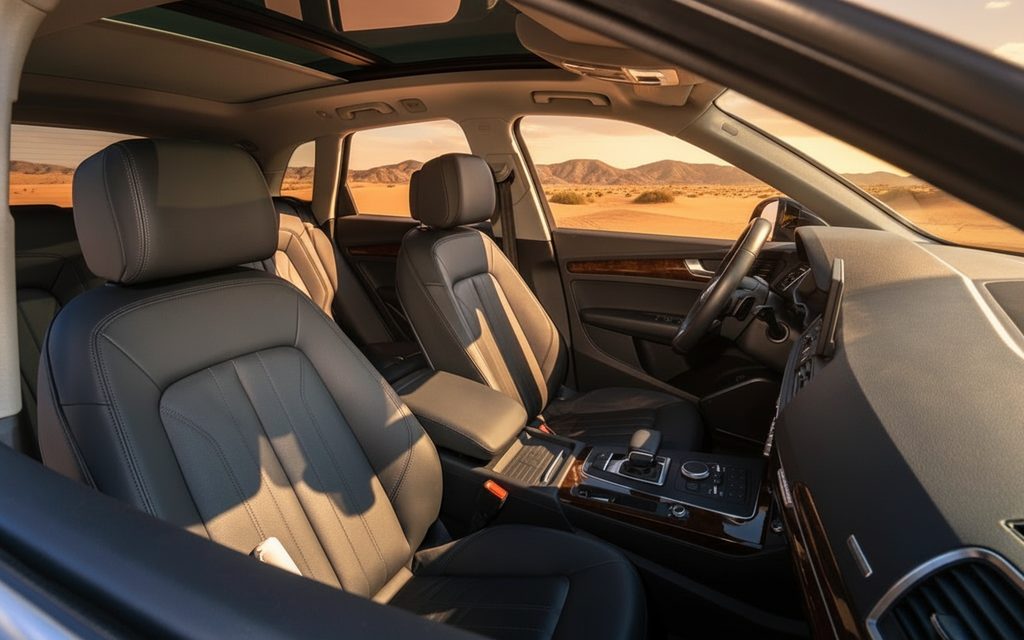Audi Q5 2021 leather seats and cabin – rental in Dubai
