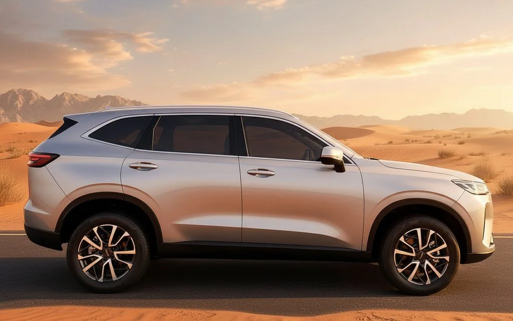 Haval H6 2024 Silver side profile – rental in Dubai