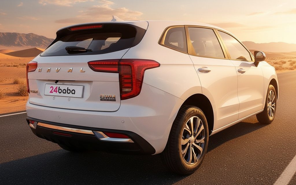Haval Jolion 2023 White rear view showing taillights – rental in Dubai