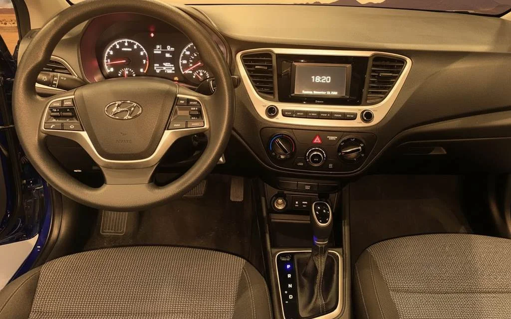 Hyundai Accent 2021 interior view showing trim – rental in Dubai