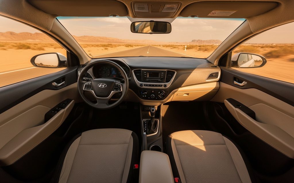 Hyundai Accent 2020 interior view showing trim – rental in Dubai