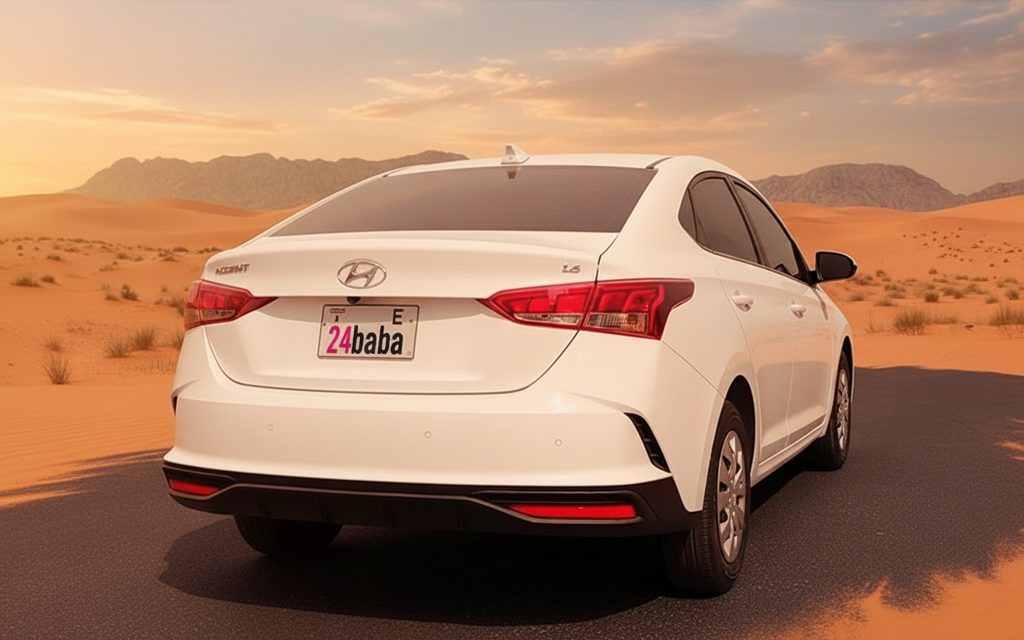 Hyundai Accent 2020 White rear view showing taillights – rental in Dubai