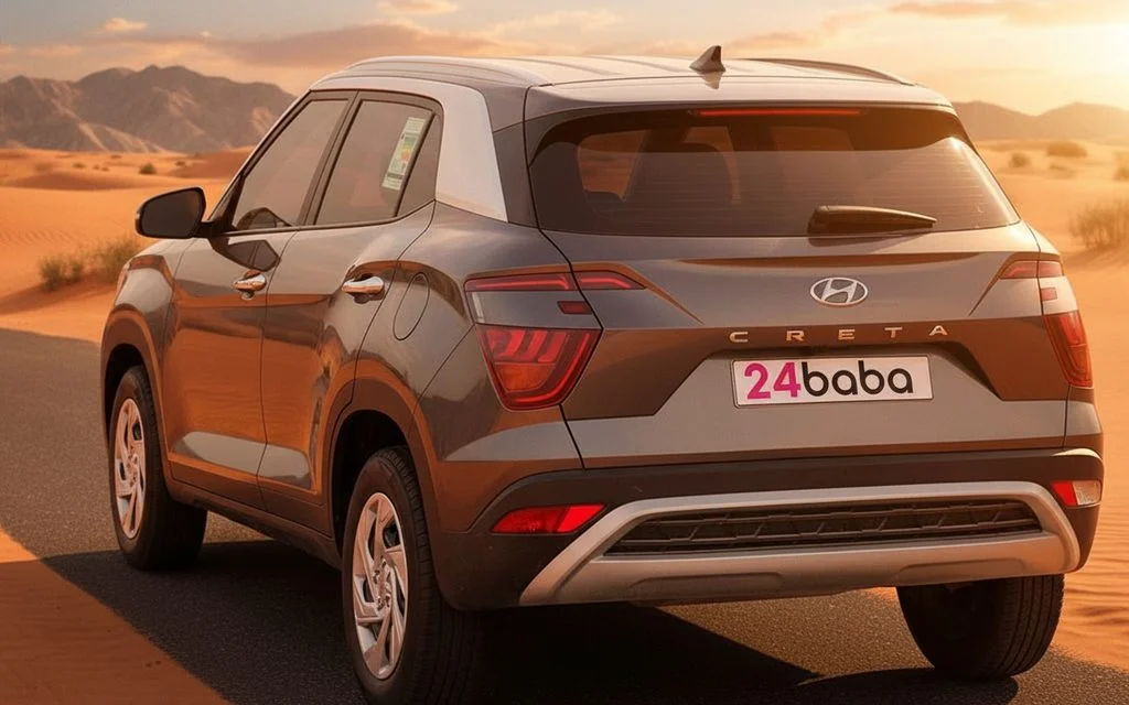 Hyundai Creta 2022 Grey rear view showing taillights – rental in Dubai