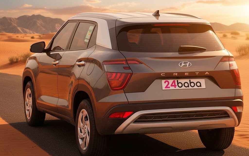 Hyundai Creta 2022 Grey rear view showing taillights – rental in Dubai