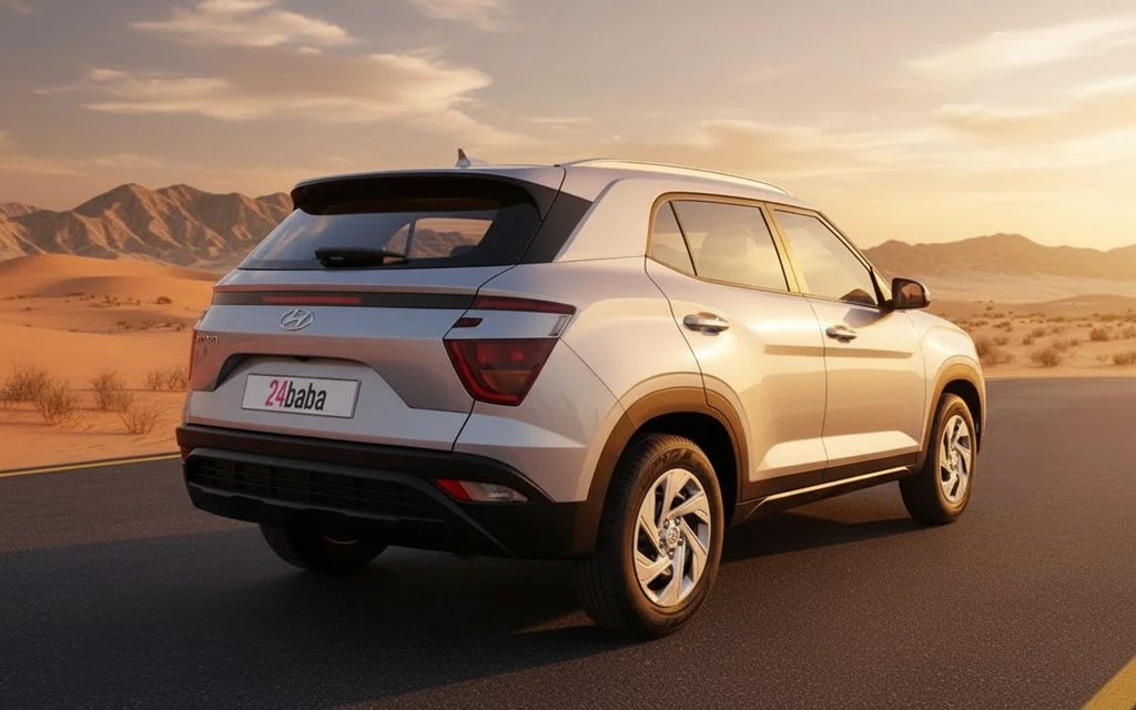 Hyundai Creta 2022 Silver rear view showing taillights – rental in Dubai