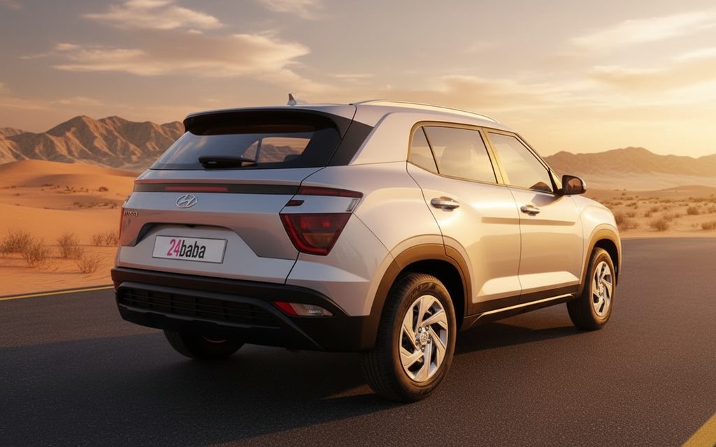 Hyundai Creta 2022 Silver rear view showing taillights – rental in Dubai