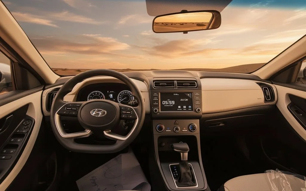 Hyundai Creta 2022 interior view showing trim – rental in Dubai