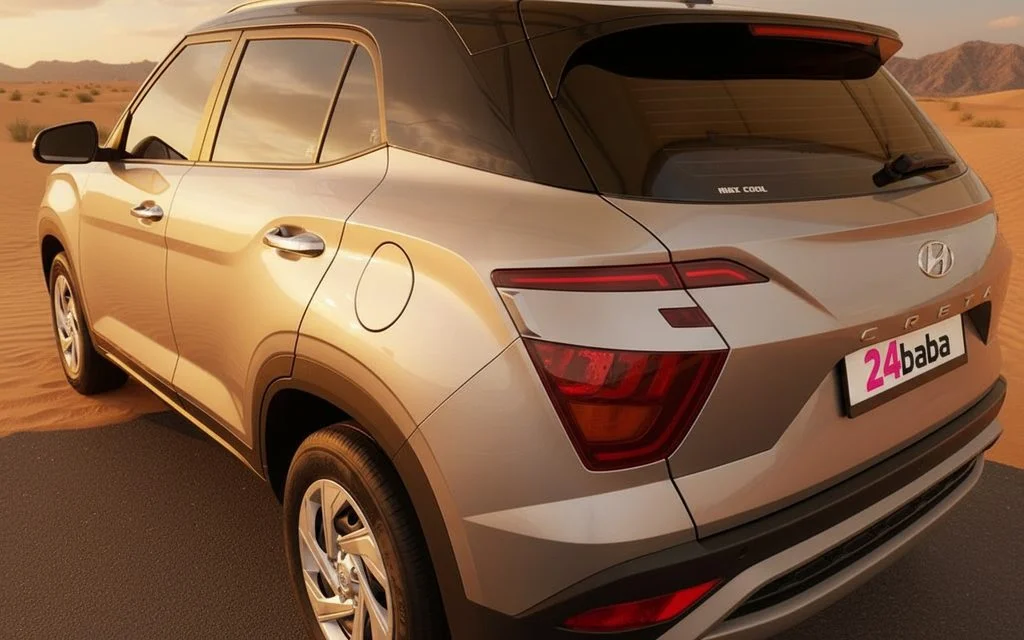 Hyundai Creta 2024 Silver rear view showing taillights – rental in Dubai