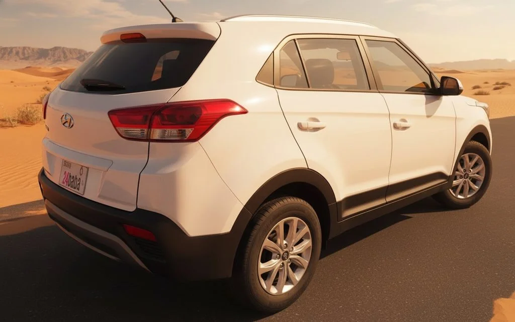 Hyundai Creta 2020 White rear view showing taillights – rental in Dubai