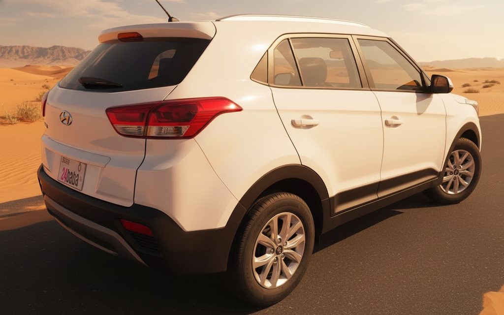 Hyundai Creta 2020 White rear view showing taillights – rental in Dubai