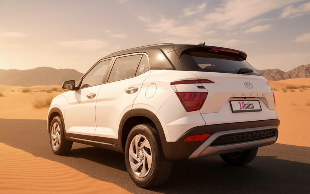 Hyundai Creta 2023 White rear view showing taillights – rental in Dubai