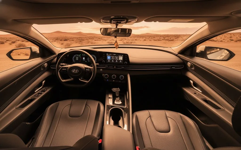 Hyundai Elantra 2025 interior view showing trim – rental in Dubai