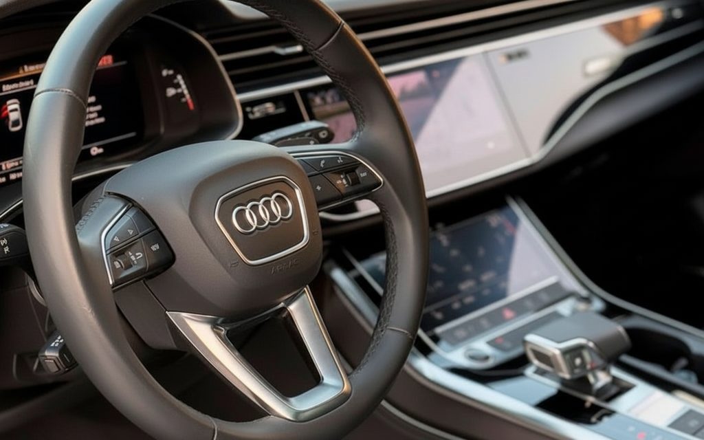 Audi Q7 2023 interior view showing trim – rental in Dubai