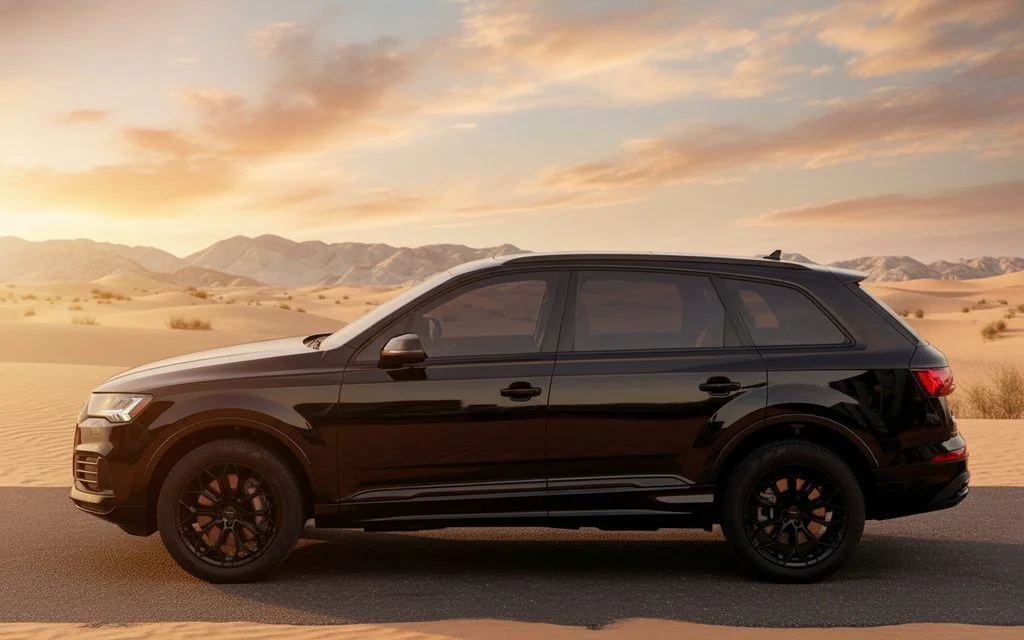Audi Q7 2023 Black side profile – rental in Dubai