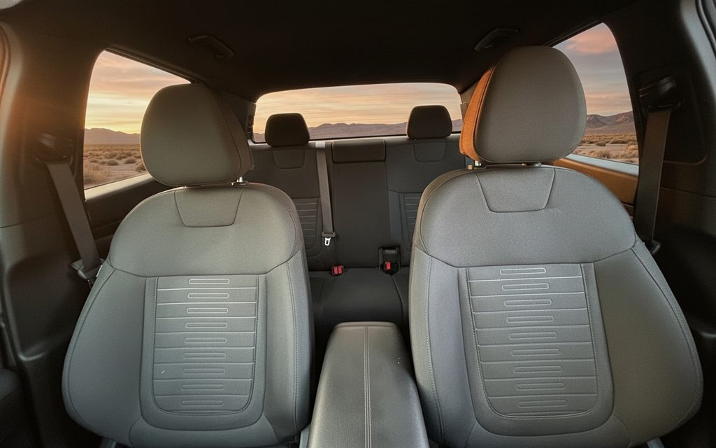 Hyundai SantaCruz 2022 leather seats and cabin – rental in Dubai
