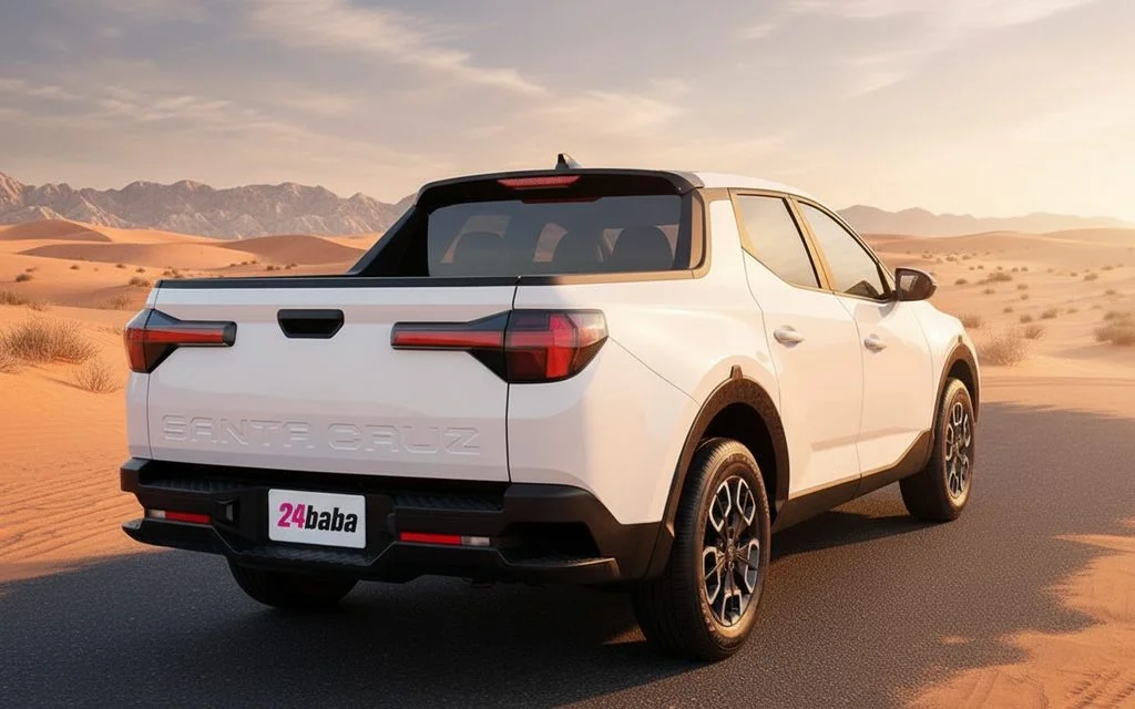 Hyundai SantaCruz 2022 White rear view showing taillights – rental in Dubai