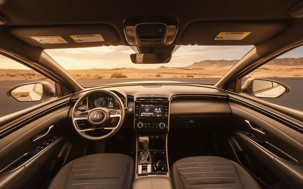 Hyundai SantaCruz 2022 interior view showing trim – rental in Dubai