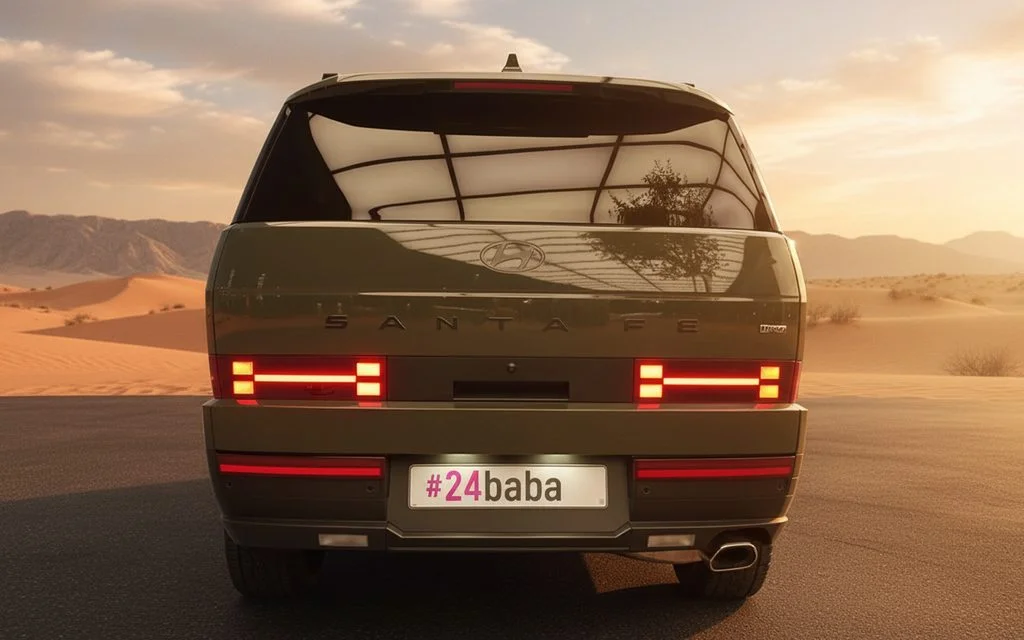 Hyundai SantaFe 2024 Green rear view showing taillights – rental in Dubai