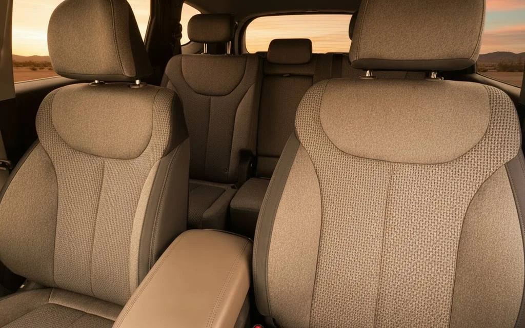 Hyundai SantaFe 2023 leather seats and cabin – rental in Dubai