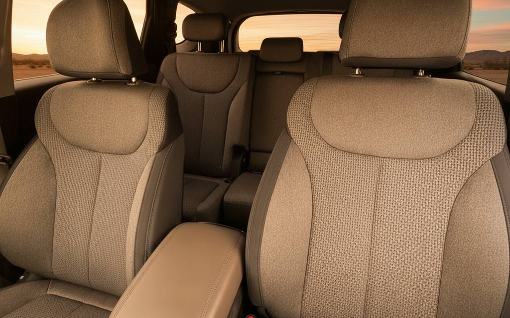 Hyundai SantaFe 2023 leather seats and cabin – rental in Dubai