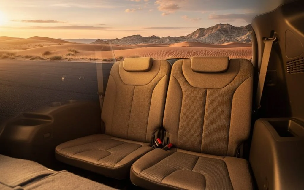 Hyundai SantaFe 2025 leather seats and cabin – rental in Dubai