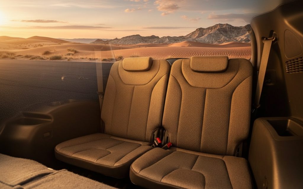 Hyundai SantaFe 2025 leather seats and cabin – rental in Dubai