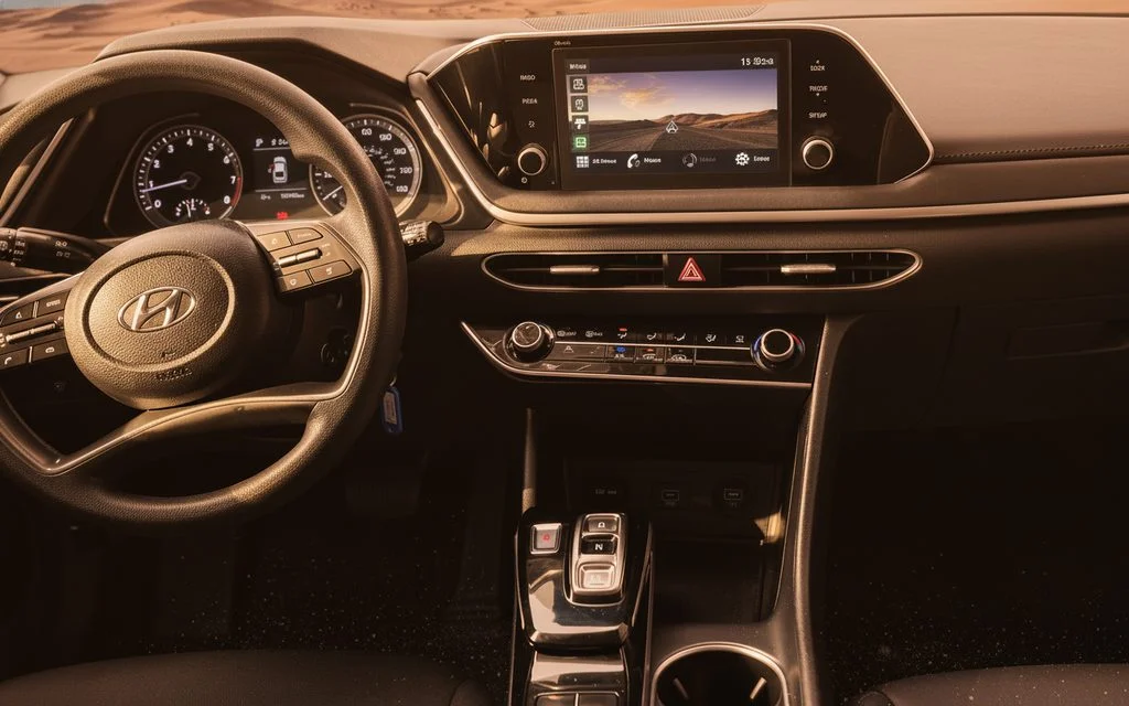 Hyundai Sonata 2021 interior view showing trim – rental in Dubai