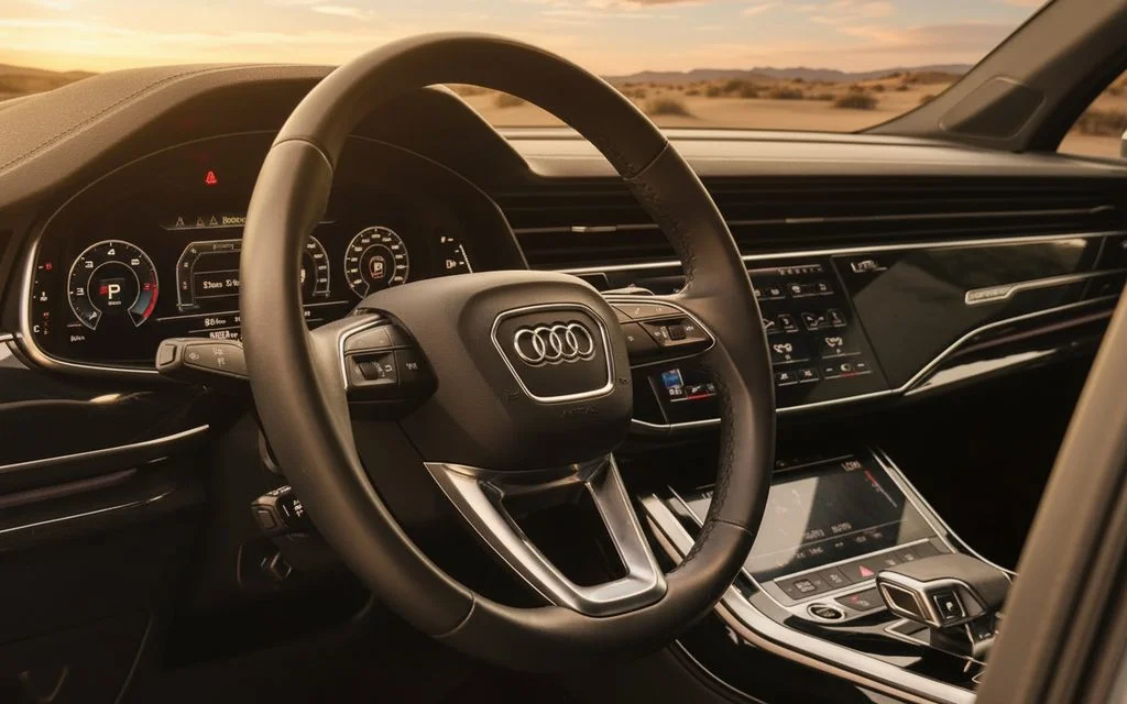 Audi Q7 2023 interior view showing trim – rental in Dubai